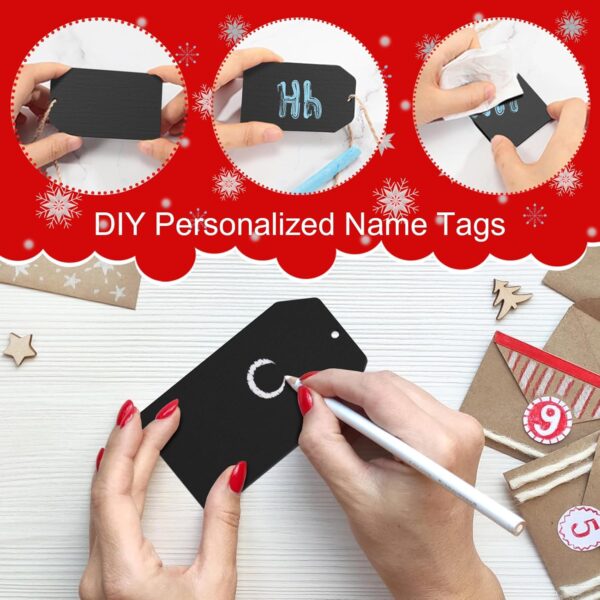 Christmas Stocking Name Tags, Black Wooden Stocking Tags with Twines, Cute Personalized Stocking Tags for Christmas Stockings, Fireplace, Christmas Tree, Wrapping, 12pcs - Image 4