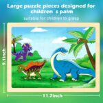 Uniqus Dinosaur Wooden Jigsaw Puzzles For Kids Ages 35 Preschoolers 4 Pack 24 Piece Toddler Puzzles Toys Learning Educational - Image 5
