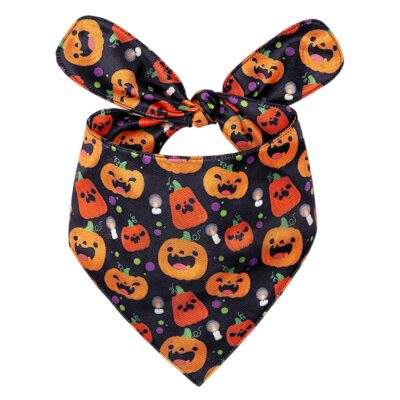 Halloween Dog Bandana With Pumpkin Lantern Pattern, Comfortable Cotton Triangle Bid Scarf For Puppy Small Dog, Dual Layered Reversible Pet Kerchief For Small Medium Large Dogs