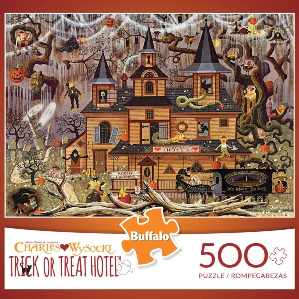 Buffalo Games Charles Wysocki Trick Or Treat Hotel 500 Piece Jigsaw Puzzle - Image 2