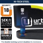 URBAN UR10 Approved Motorcycle Disc Lock with Alarm 120dB ON/OFF Warning A+ Sensitivity, Special Hardened Steel High Security Double Locking 10mm/0.39in Motorbike Disc Brake Lock Anti Theft Heavy Duty - Image 3