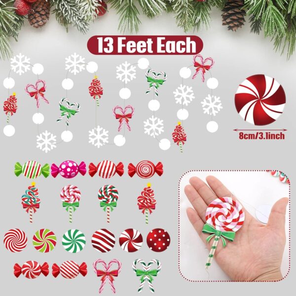 XunYee 78 ft Candyland Christmas Trees Decorations Christmas Candy Garland Red and Green Candy Cane Lollipop Snowflake Dot Peppermint ​Hanging Garland for Xmas Holiday Year Party Decor - Image 2