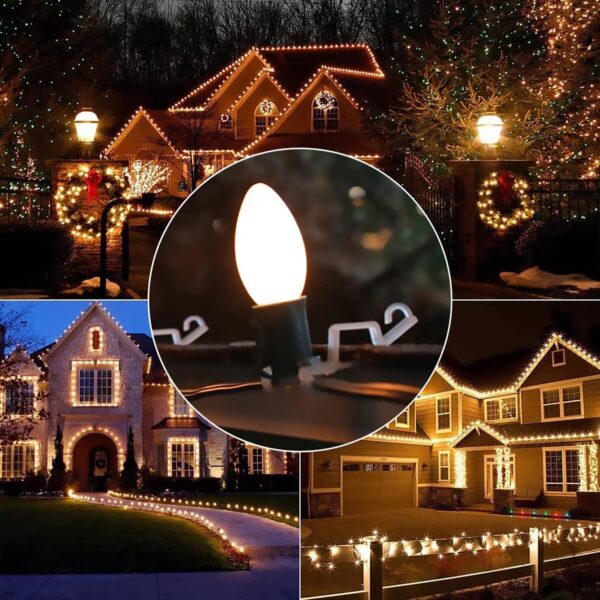 Christmas Light Clip, 150 Packs Clay Tile Roof Clips, Outdoor Holiday Light Clips for C7, C9, Mini Lights and Icicle Lights (Translucent) - Image 2