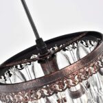 Warehouse Of Tiffany Imp89F/3Ac Minah Antique Copper 3 Cluster Cylinder Light With 5-Tier Hanging Crystals Pendant, Brown - Image 5