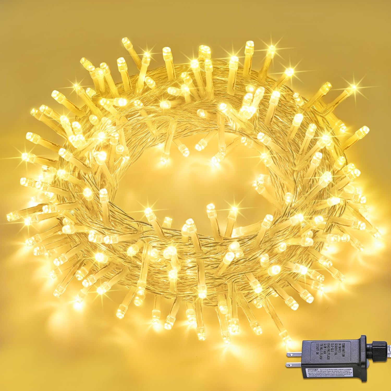 Warm White Christmas Lights Indoor - 200 LED Twinkle Lights for Christmas Tree Outdoor 8 Modes, 66ft Extendable Fairy String Lights Plug in for Bedroom Porch Thanksgiving Gardern Patio Yard Decor