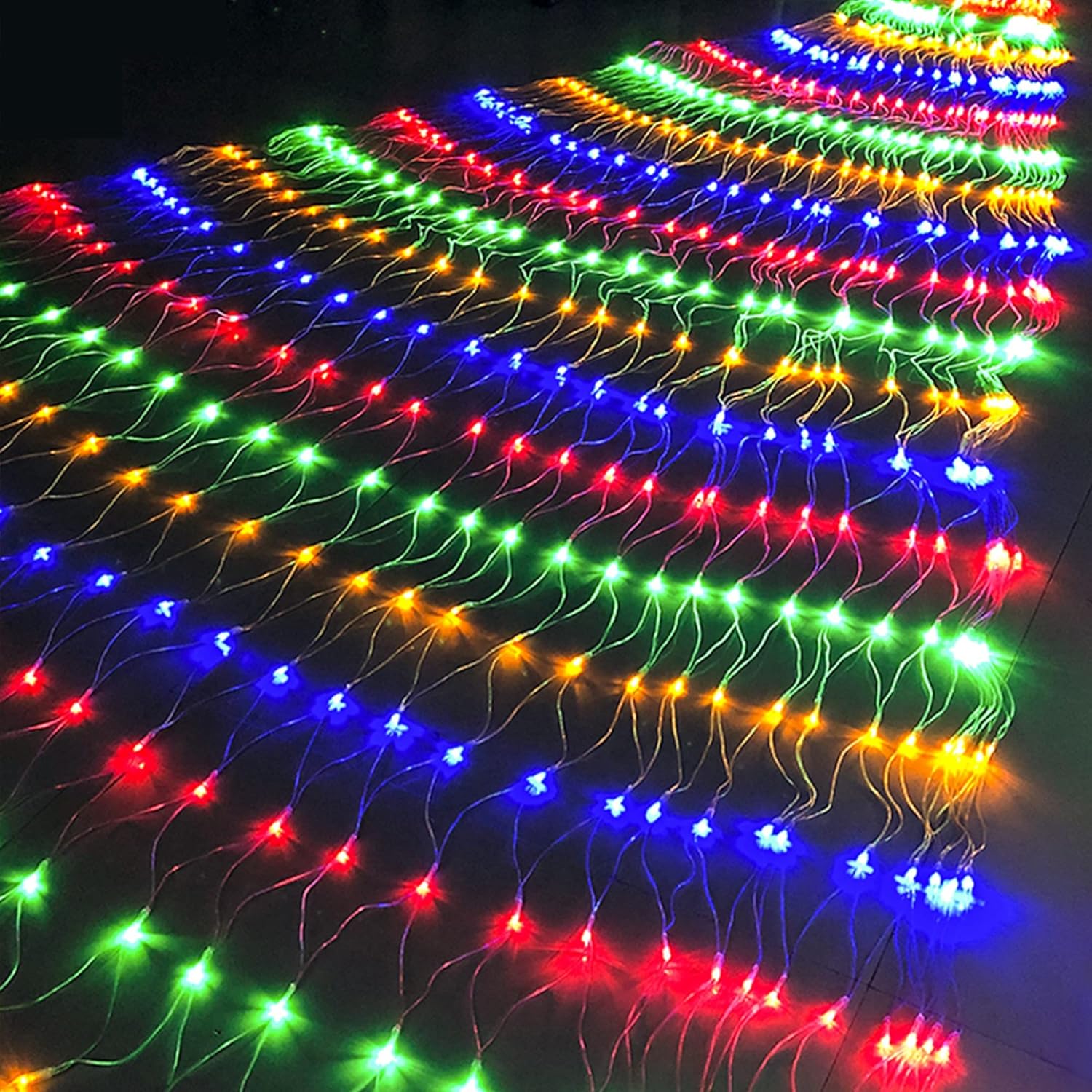 WATERGLIDE Outdoor Christmas Net Lights, 12FT x 5FT 360 LED Mesh String Light with 8 Lighting Modes, Connectable Light for Garden Tree Bushes, Holiday Wedding Party Decorations, Multicolor