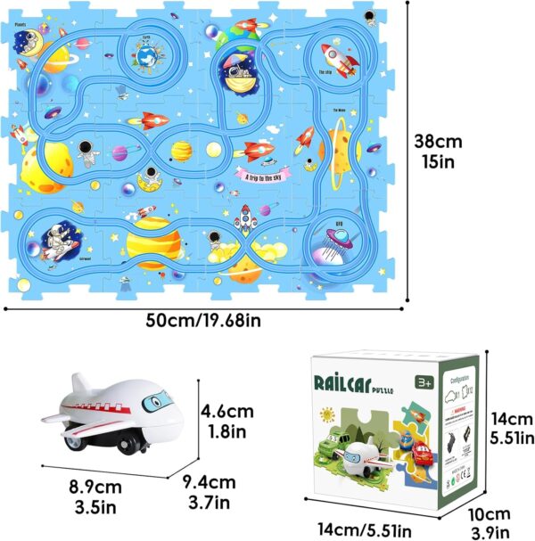 Puzzle Track Car Play Set, Plastic Puzzle Board Battery Operated Toy Vehicle, Puzzles For Kids Ages 35, Toddlers Puzzle Rail Car - Image 6