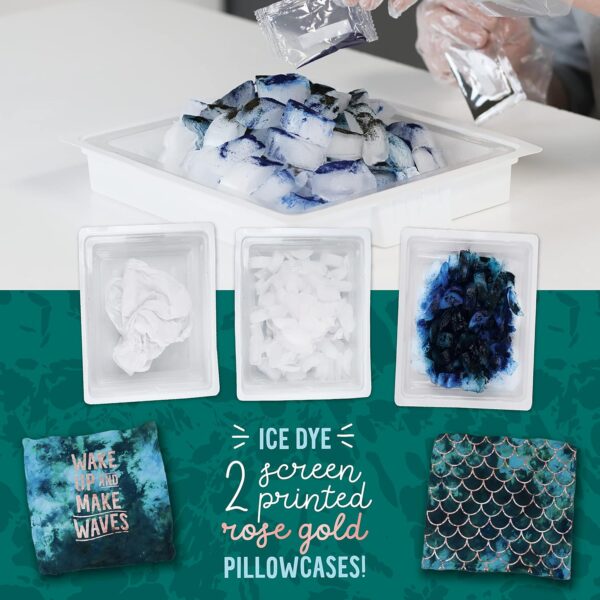 2 DIY Mermaid Ice Dye 16x16 Pillow Case Kit Teen Girl Birthday Trendy Stuff Room Decor Arts Crafts Kit for Teenage Tween Girls - Image 3