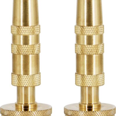 ATDAWN Brass Hose Nozzle, Heavy-Duty Brass Adjustable Twist Hose Nozzle, 2 Pack (3.5")