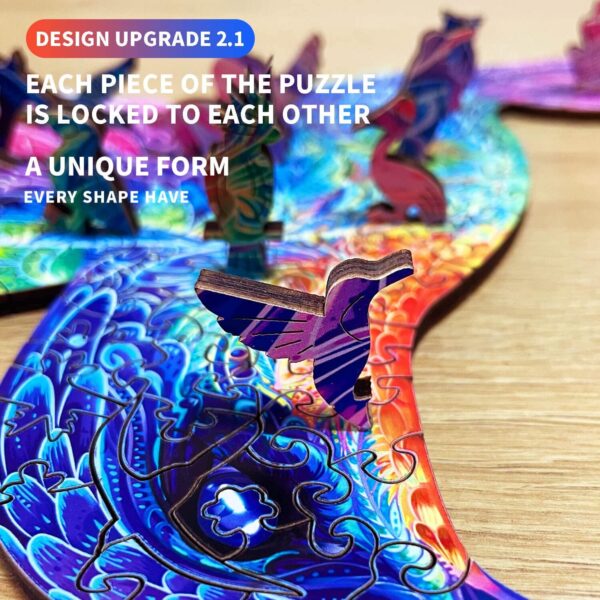 192Pcs Hummingbird Wooden Puzzle For S, Version 2.1 Animal Unique Shaped Wooden Jigsaw Puzzles For S 16 X 17.3 Inches With 12 - Image 4