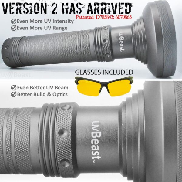 V2 Black Light Uv Flashlight With High Definition With Flood Effect 385395Nm Uv Best For Commercial/Domestic Use Works Even - Image 2