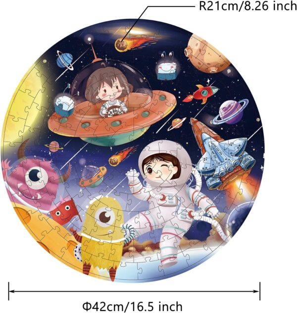 2024 Easter Sitimmger Solar System Jigsaw Puzzles For Kids Ages 48, 128 Pieces Puzzles Round Outer Space Planets Art Astronaut - Image 2
