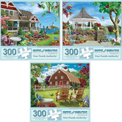 Bits And Pieces Value Set Of Three 3 300 Piece Jigsaw Puzzles For S Measures 18 X 24 300 Pc Vibrant Blooming Branch House Country