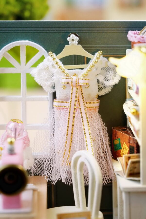 UTEROOM DIY Doll House Miniature Furniture Wooden House Kit with Dust over LED Light and Acessories Three Styles QT Series - Image 5