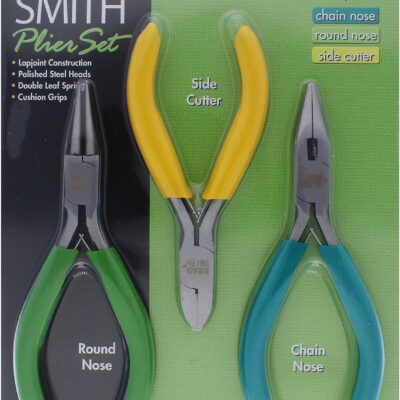 The Beadsmith Colorid Pliers Color Coded Set 5 Inches, 3 Piece Kit: Chain Nose, Round Nose, Side Cutter Tools For Jewelry Making