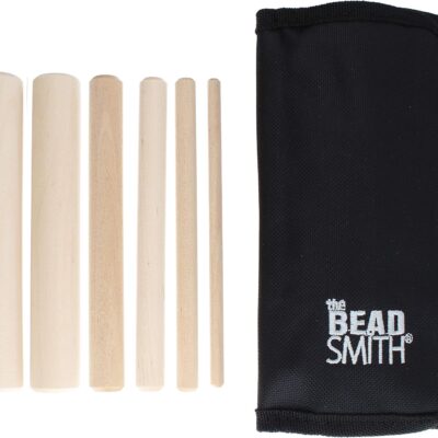 The Beadsmith Wooden Mandrel Set, 6 Piece Dowel Kit, With Labeled Storage Case, Sizes .251 6.425.4Mm, Rods For Wire Forming