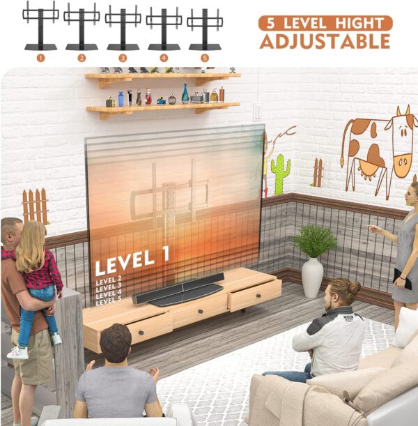 Universal Swivel Tv Stand/Base Table Top Stand 40 To 86 Inch Tvs 110 Degree Swivel, 5 Level Height Adjustable, Heavy Duty Tempere - Image 3