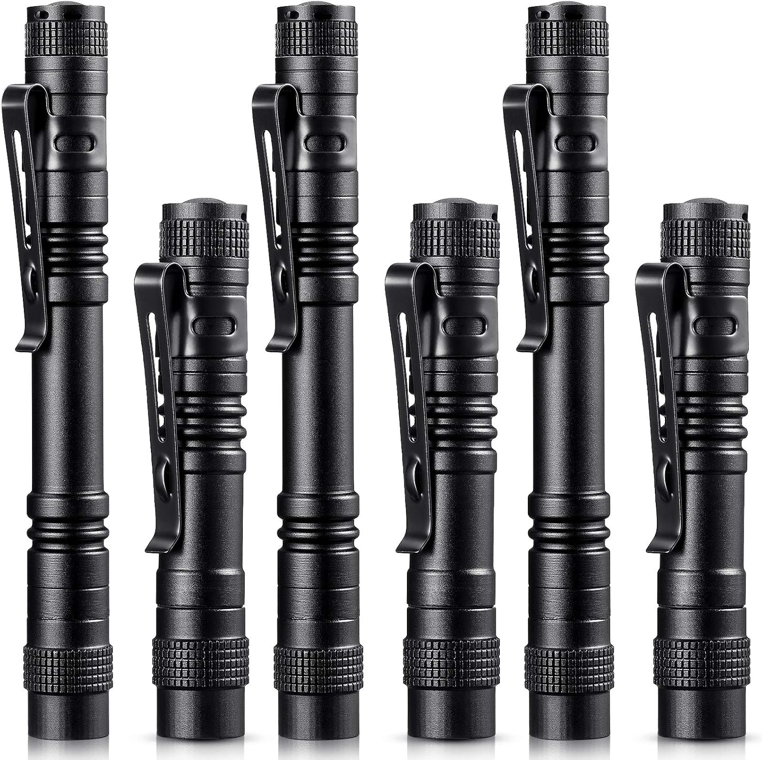 Mini Small LED Flashlight Pocket Pen Christmas Flashlight Handheld Pen Lights Penlight with Clip for Camping Outdoor Emergency(6 Pieces)