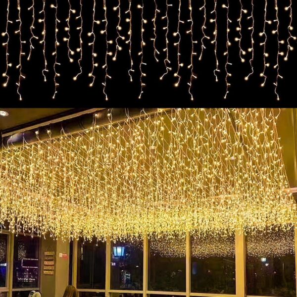 Led Icicle Christmas Lights 13Ft 96 Leds Fairy String Lights Extendable Curtain 8 Modes Dangling Twinkle Novelty Hanging Lights For Ceiling Party Window Decorations Warm White 4M