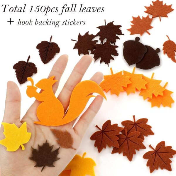 150 Pcs Felt Autumn Leaves Fall Thanks Craft Kit Thanksgiving Felt Fall Maple Leaves DIY Bulletin Board Set for Crafts Detachable - Image 3