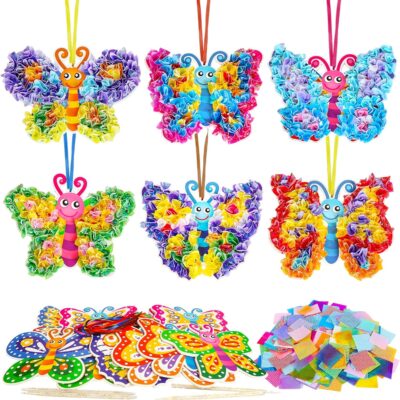 12pcs Butterfly Craft Set for Kid Creative Butterfly Poke Art Toy Make Your Own Butterfly Poking Art Crafts for 412 Years Kid