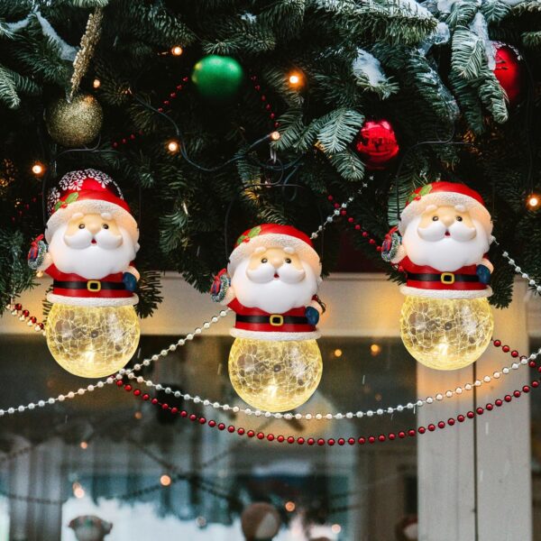 Christmas Solar Lanterns Christmas Outdoor Hanging Lantern Xmas Decorative Lamps Decor for Garden, Patio, Yard, Porch, Xmas Holiday Party Decor Christmas Women (Santa Claus) - Image 6
