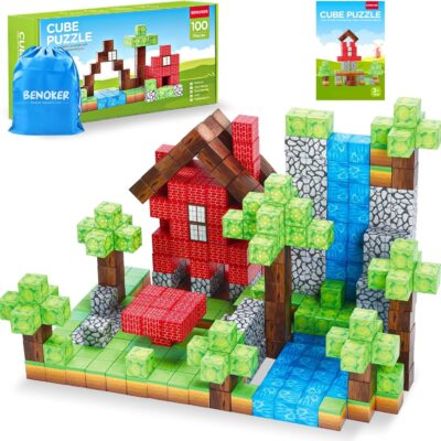 100PCS Magnetic Blocks-Build Magnet World Set for Boys & Girls Age 3-5 6-8, STEM Sensory Toys for Toddlers Gifts for 3+ Years Old Classroom Must Haves