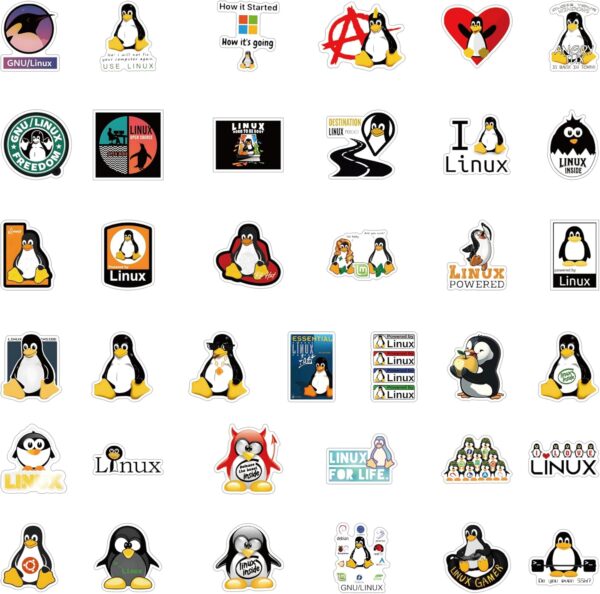 Linux Stickers 62pcs Work Decals Aesthetic Waterproof Vinyl Pack Stickers for Water Bottle Laptop Kids Adults Teens Girls Phone - Image 8