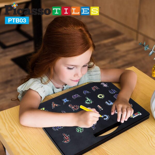 PicassoTiles 748 Bead Magnet Tablet Pad + 2-in-1 Alphabet Board Double Sided ABC A-Z Upper Case Capital and Lowercase Letter Writing Reading Playboard 12x10 inch Large Open-Ended Learning Playset Era - Image 8