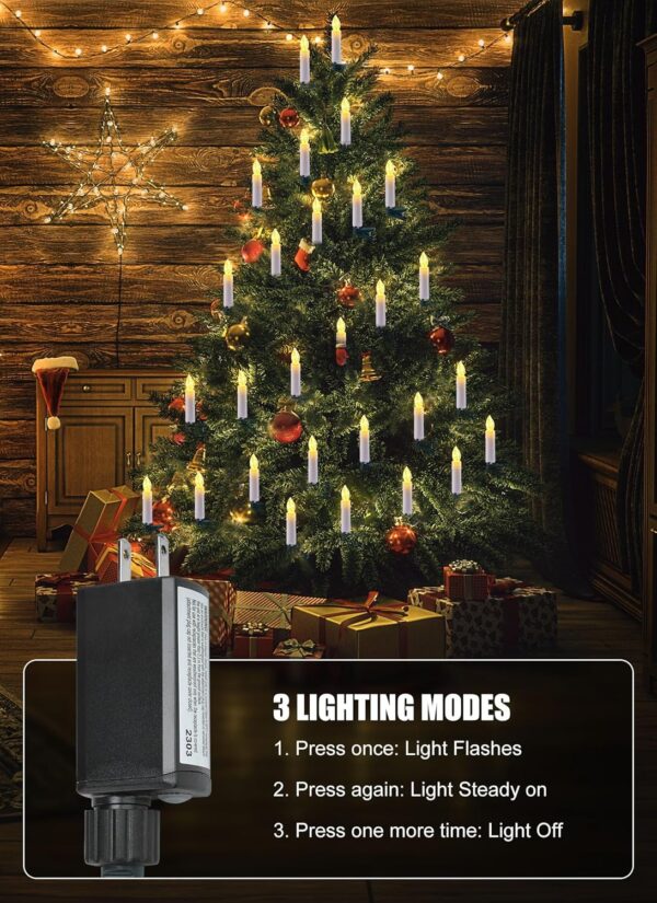 Christmas Tree Candle String Lights Plug in, 50 LED Flameless Candle Lights with Clips, 48Feet Candle Twinkle Lights for Xmas Tree Festive Holiday Seasonal Celebration Decoration, Warm White - Image 5