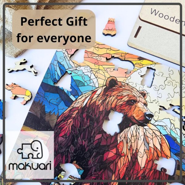 Wooden Jigsaw Puzzle For S, Big Grizzly Bear, 200 Pieces Puzzle, 5Mm Thikness, Medium Size 11,7In By 8,3 In, Best For S Kids - Image 6