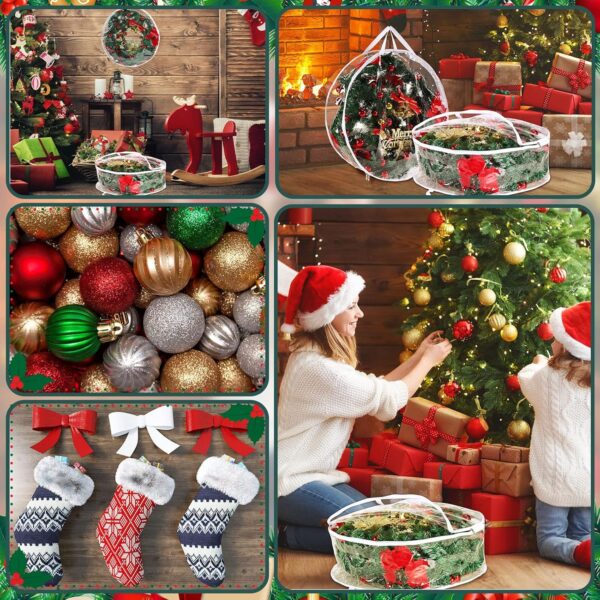 Zhengmy 5 Pcs 30 Inch Christmas Clear Wreath Storage Bags Xmas Wreath Storage Container Wreath Bags with Dual Zippers and Handles Christmas Wreath Storage Case for Holiday Garland Storage - Image 7