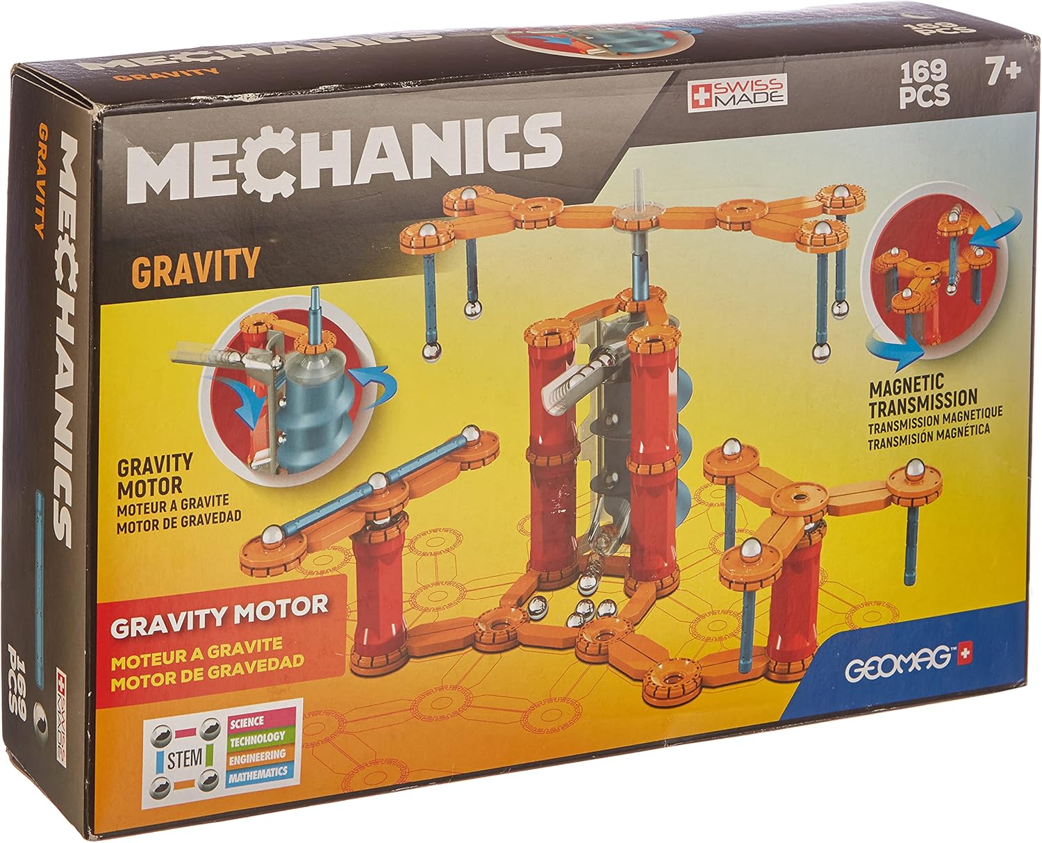Geomag - MECHANICS GRAVITY MOTOR - 168-Piece Building Set with Magnetic Motion, Certified STEM Marble Run Construction Toy for Ages 7 and Up